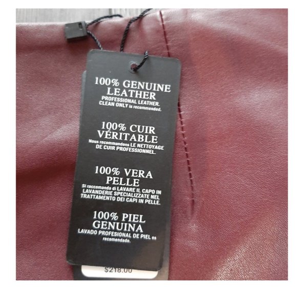 Guess Genuine Leather Pencil Skirt I Size 0 I New With Tags I Burgundy/Wine - Picture 5 of 8